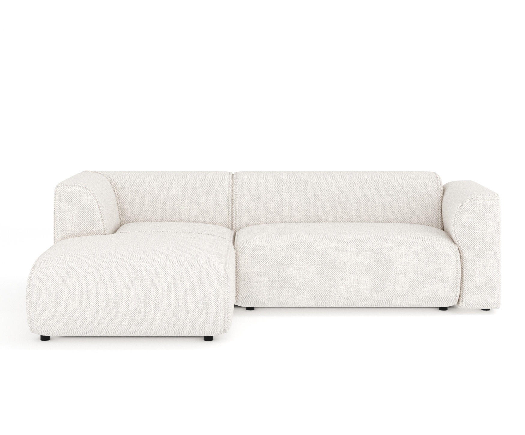 ECKSOFA Melani Creme Chenille-Stoff - Creme/Schwarz, Holz/Holzwerkstoff (253/153cm) - Maison de Reve