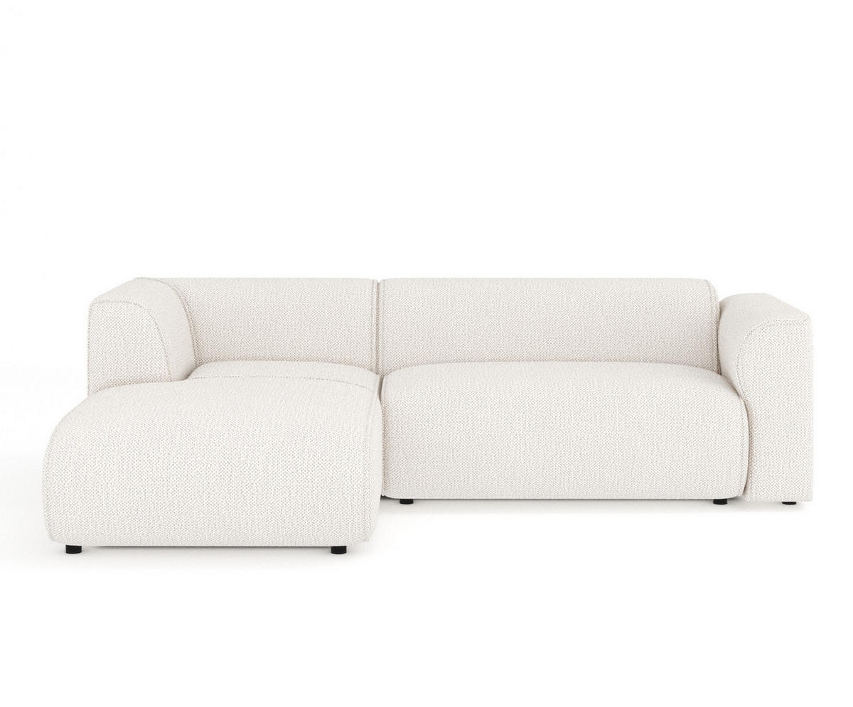 ECKSOFA Melani Creme Chenille-Stoff - Creme/Schwarz, Holz/Holzwerkstoff (253/153cm) - Maison de Reve