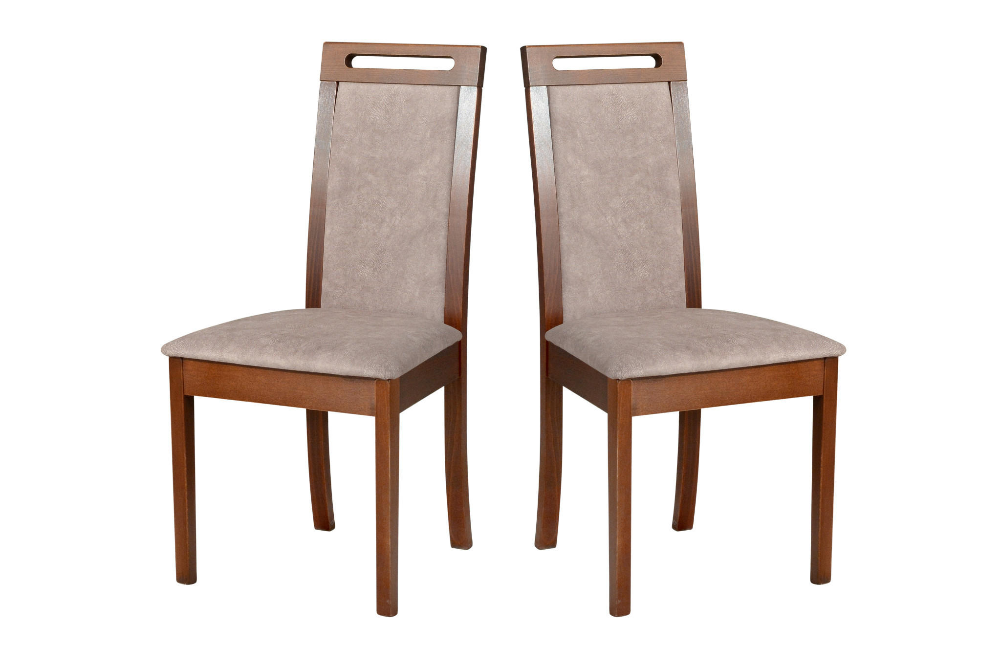 STUHL 2er Set Roma 6, Walnussfarben - Chromfarben/Walnussfarben, Holz (45/96/41cm) - Leaf Design