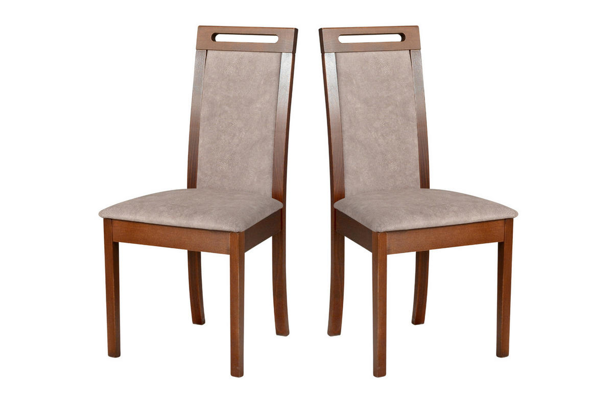 STUHL 2er Set Roma 6, Walnussfarben - Chromfarben/Walnussfarben, Holz (45/96/41cm) - Leaf Design