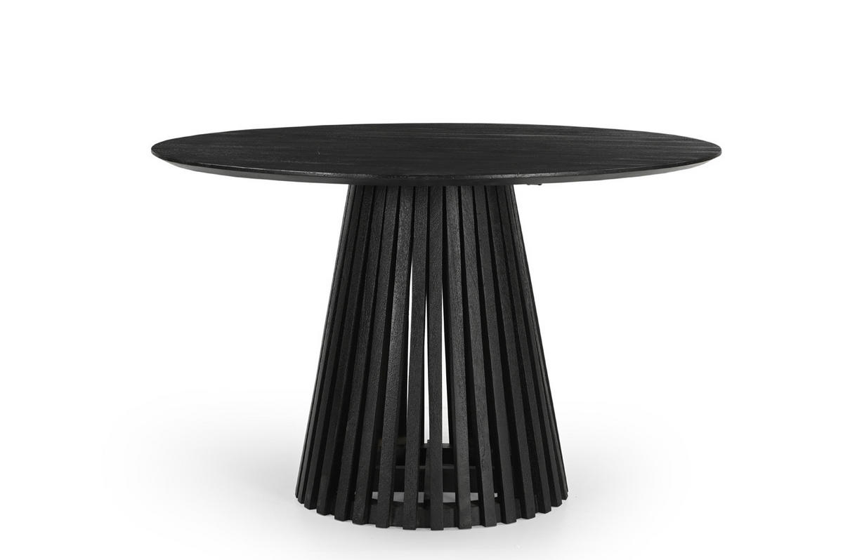 ESSTISCH rund aus Akazienholz 120cm, schwarz - Schwarz, Holz (120/120/76cm) - Giga Meubel