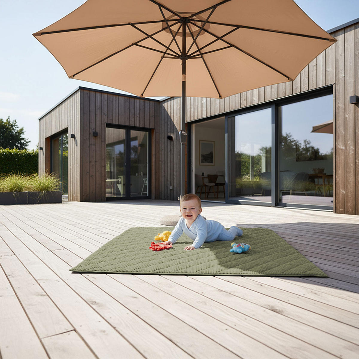 KRABBELDECKE Khaki Grün 120x120cm - Grün, Textil (120/120cm) - Sanosoft