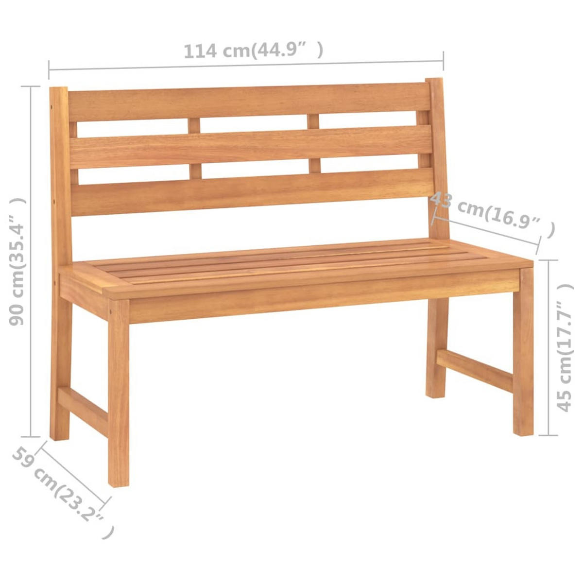 GARTENBANK 114 Cm Massivholz Teak - Braun, Holz (114/90/59cm) - vidaXL