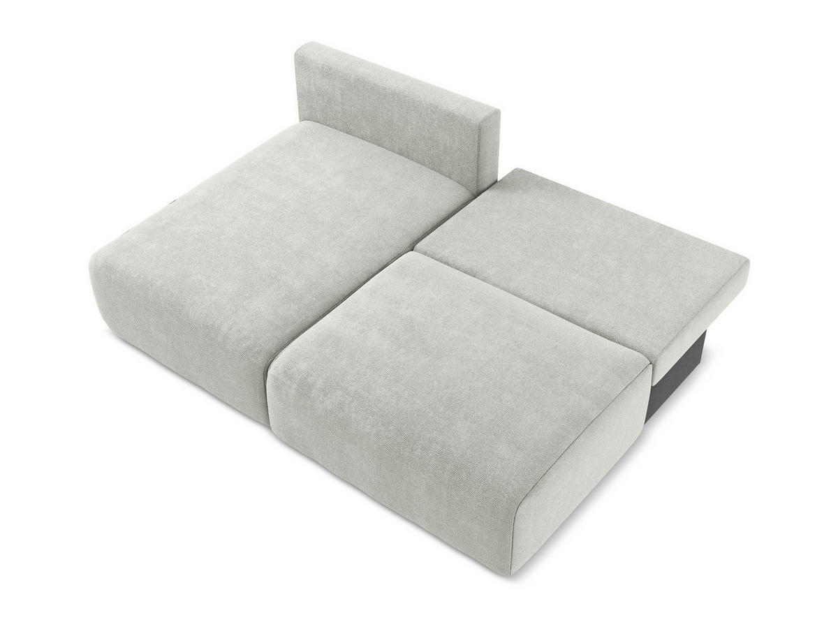 ECKSOFA mit Schlaffunktion links Chenille Stoff Grau - Hellgrau/Schwarz, Kunststoff/Textil (149/210cm) - Makamii