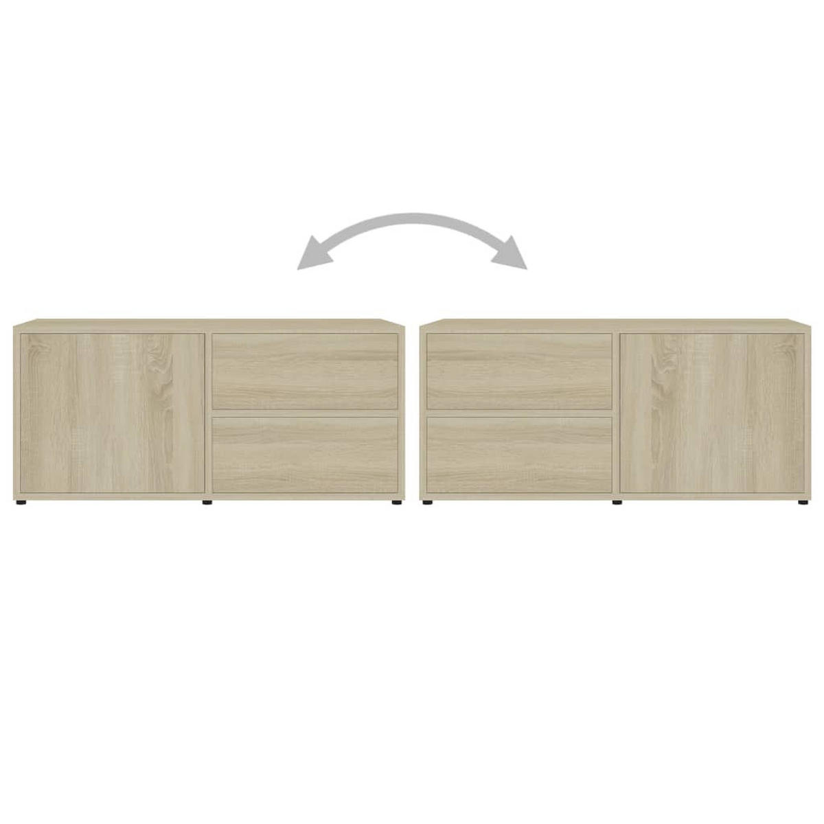 LOWBOARD mit 2 Schubladen, 1 Tür 80/34/36 cm aus Holzwerkstoff in Sonoma-Eiche Dekor - Sonoma Eiche, Holz (80/36/34cm) - vidaXL