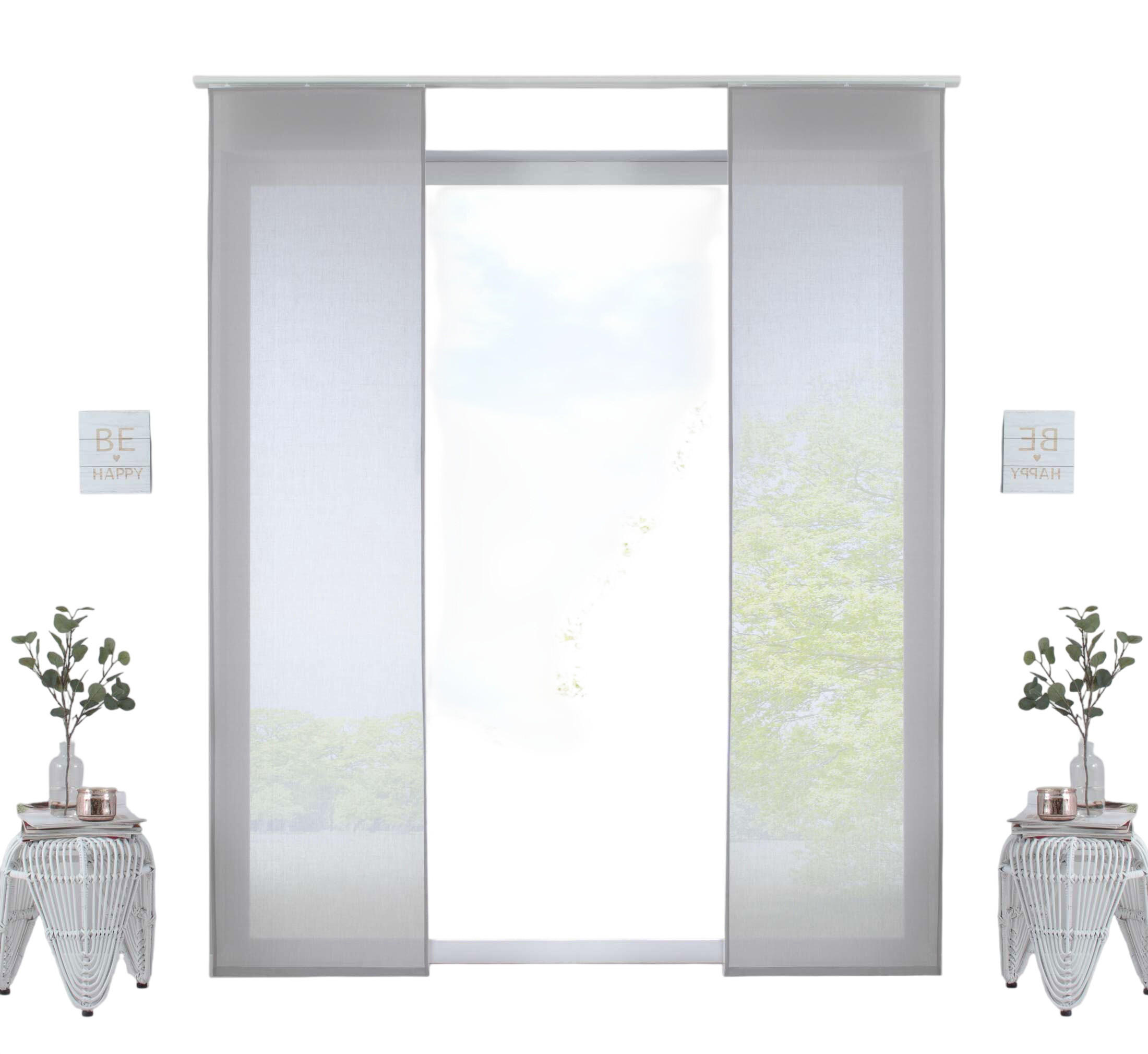 SCHIEBEGARDINE 2ER SET »Nizza« HxB 245x60 cm Stein - Grau, Textil (60/245cm) - Gardinenbox