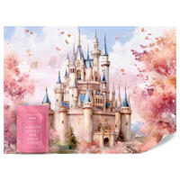 FOTOTAPETE für Kinderzimmer Märchenschloss Aquarell 300x210 - Blau/Violett, Papier (300/210cm) - Muralo