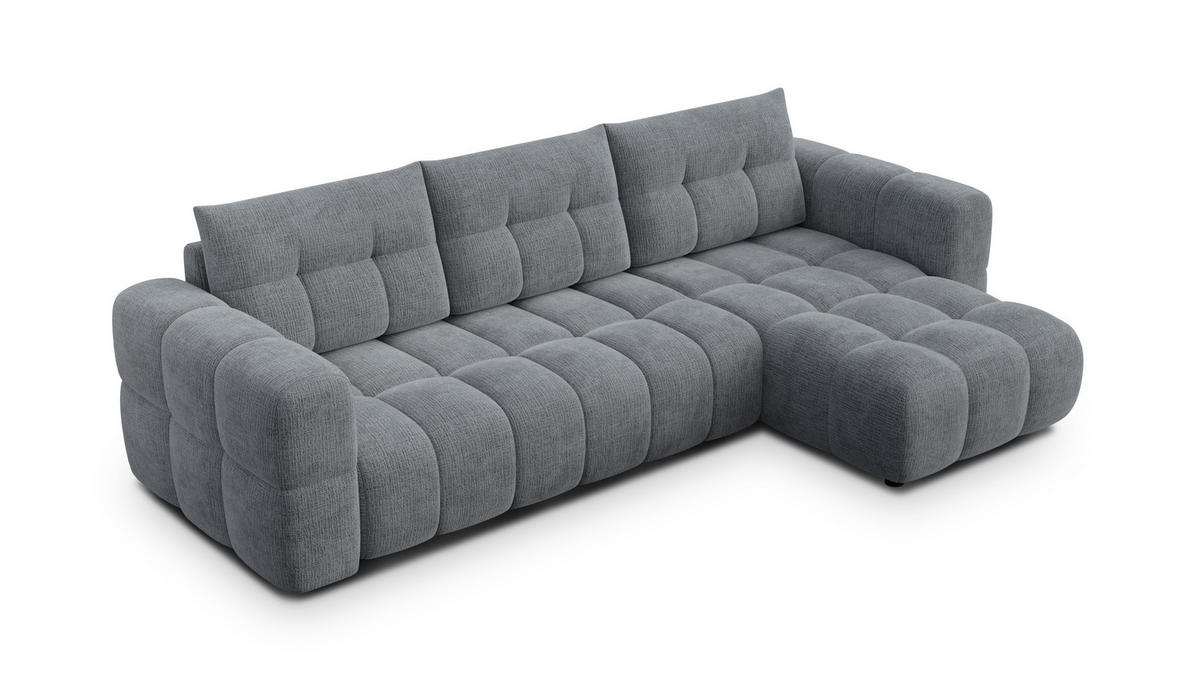 ECKSOFA CLOUDI 4-Sitzer rechts, dunkelgrau - Dunkelgrau/Schwarz, Holz/Textil (294/160cm) - Courtois Laville