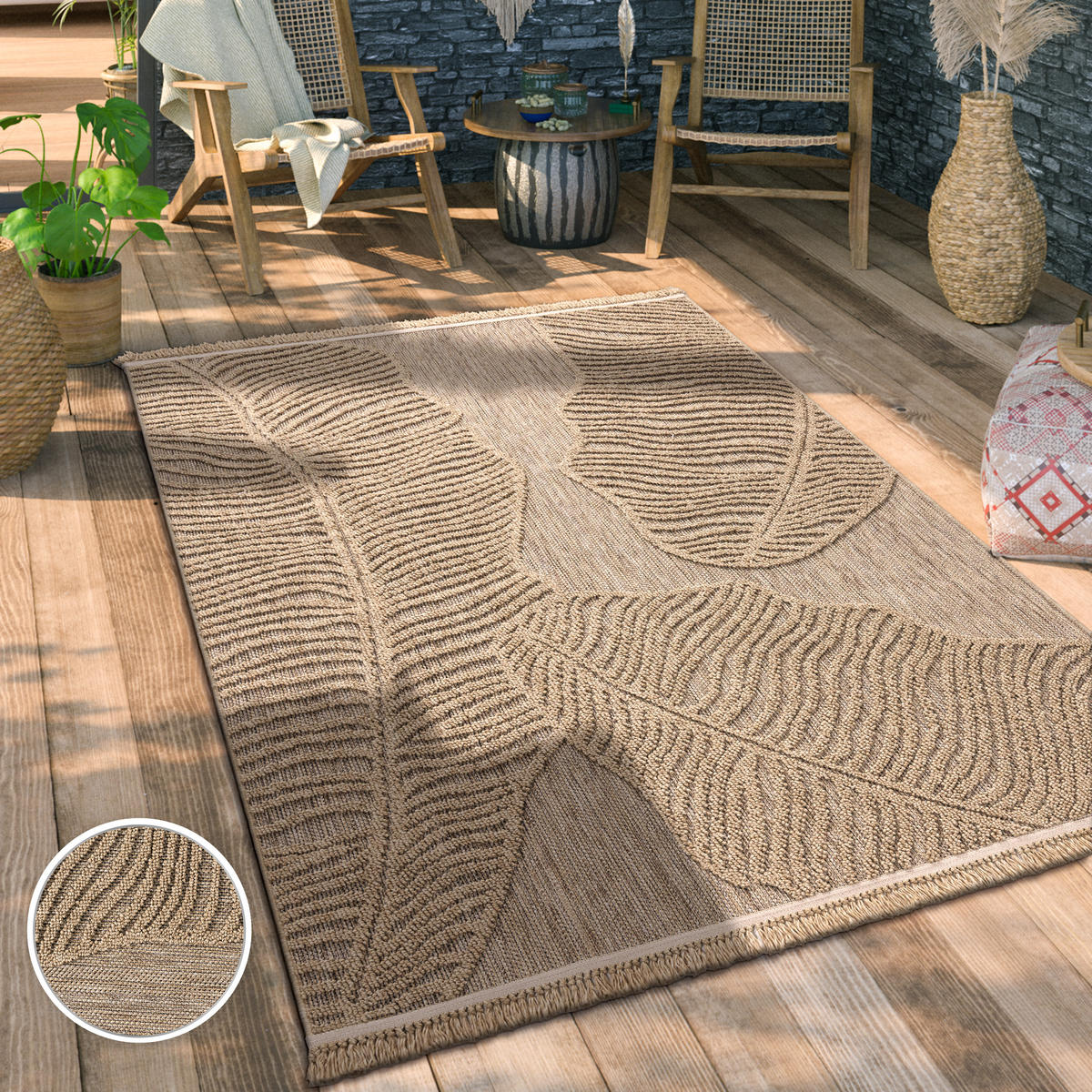 OUTDOORTEPPICH 120/160 cm Cologne 496 - Beige, Textil (120/160cm) - Paco Home