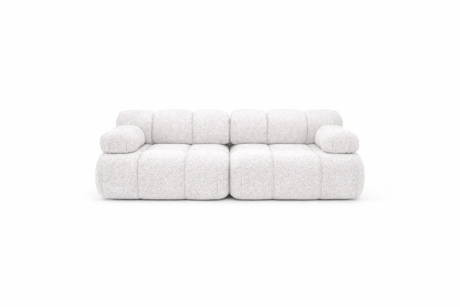 COUCH, 2-Sitzer Modular, Bouclé-Stoff Abriamo, Ecru, Selia - Ecru, Holz (190/70/95cm) - Kaiser Möbel