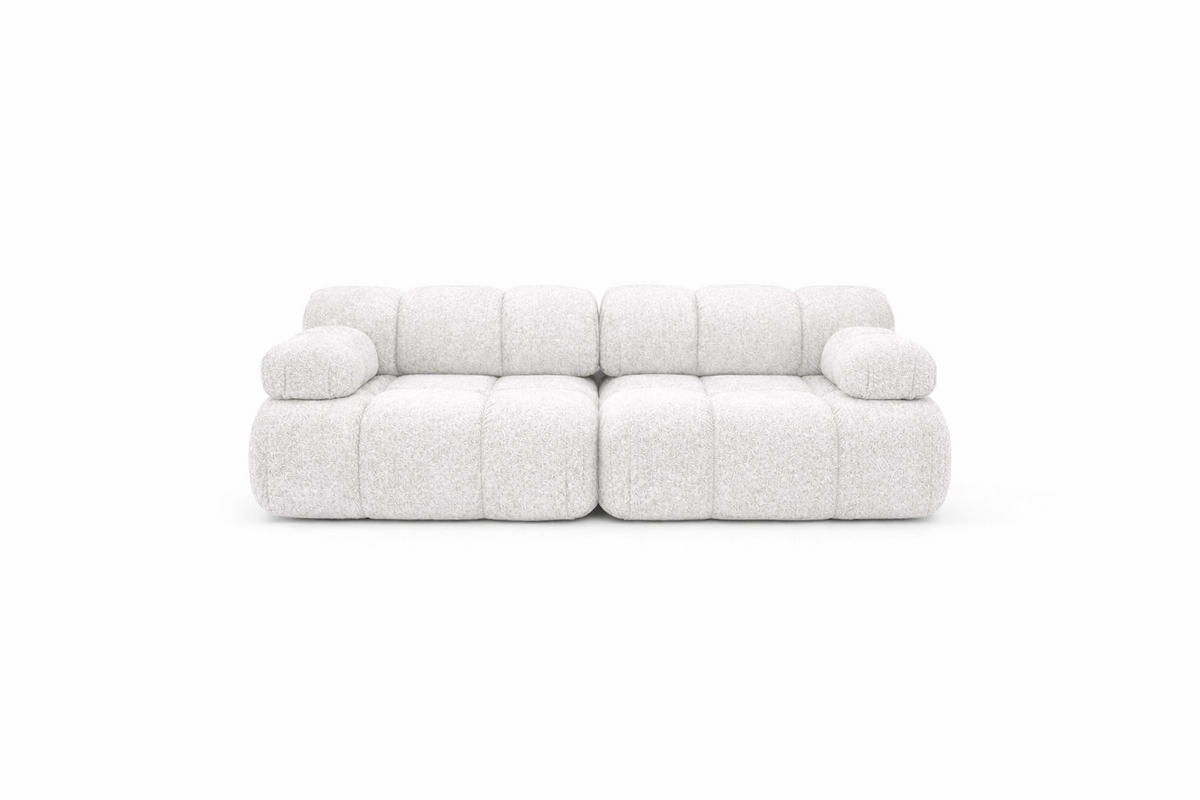 COUCH, 2-Sitzer Modular, Bouclé-Stoff Abriamo, Ecru, Selia - Ecru, Holz (190/70/95cm) - Kaiser Möbel