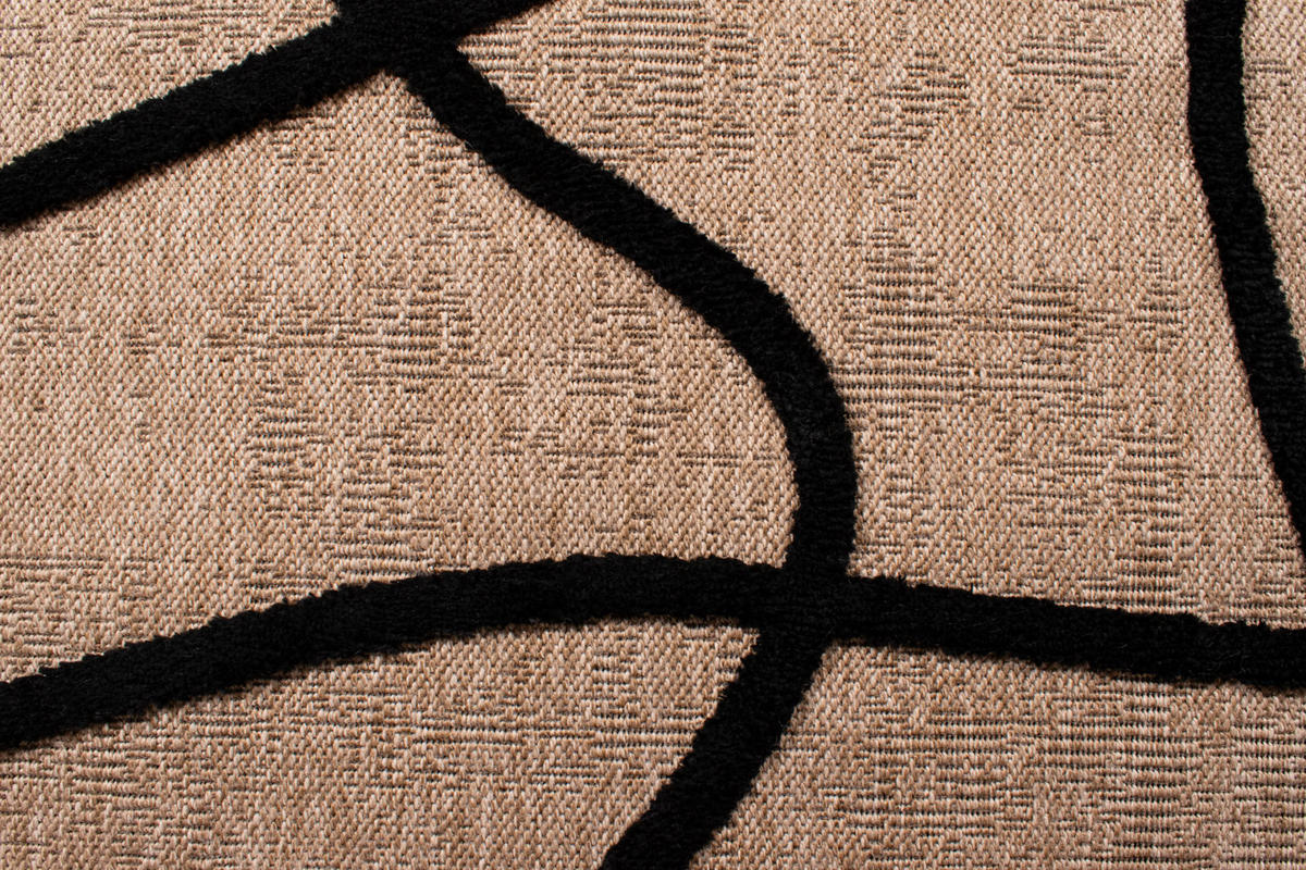 TEPPICH mit Jute-Optik Linien schwarz Palma 160x230 cm - Schwarz, Textil (160/230cm) - Nazar Rugs