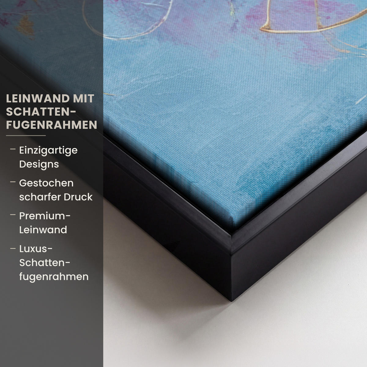 LEINWAND Bilder mit Rahmen - Kreise - Gold - Abstrakt - 40x60 - Blau, Textil (40/60cm) - MuchoWow