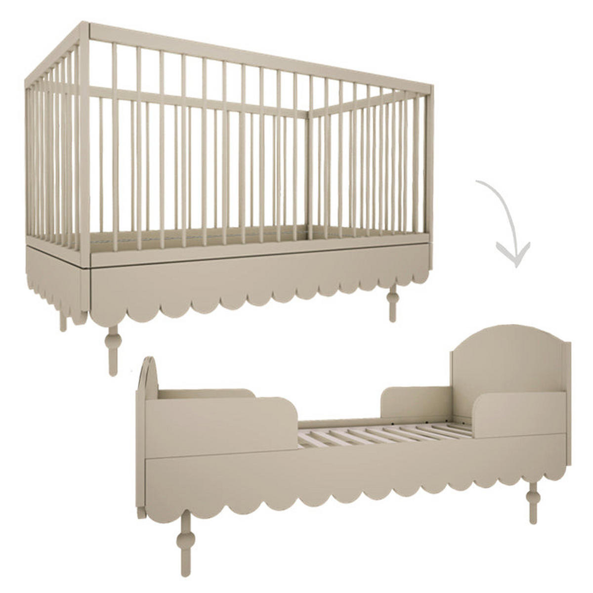 SOBA ZA BEBE 2-dijelniBabushka Oliva - zelena, drvni materijal (145/99/75cm) - Petits-meubles