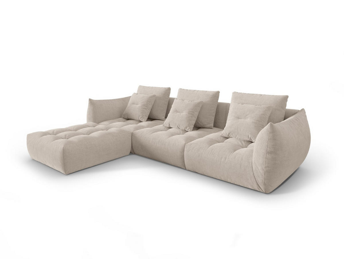 SOFA modular Bloom aus strukturiertem Stoff dunkelbeige 2 Sitzplätze - Mokka, Textil (216/332cm) - Micadoni