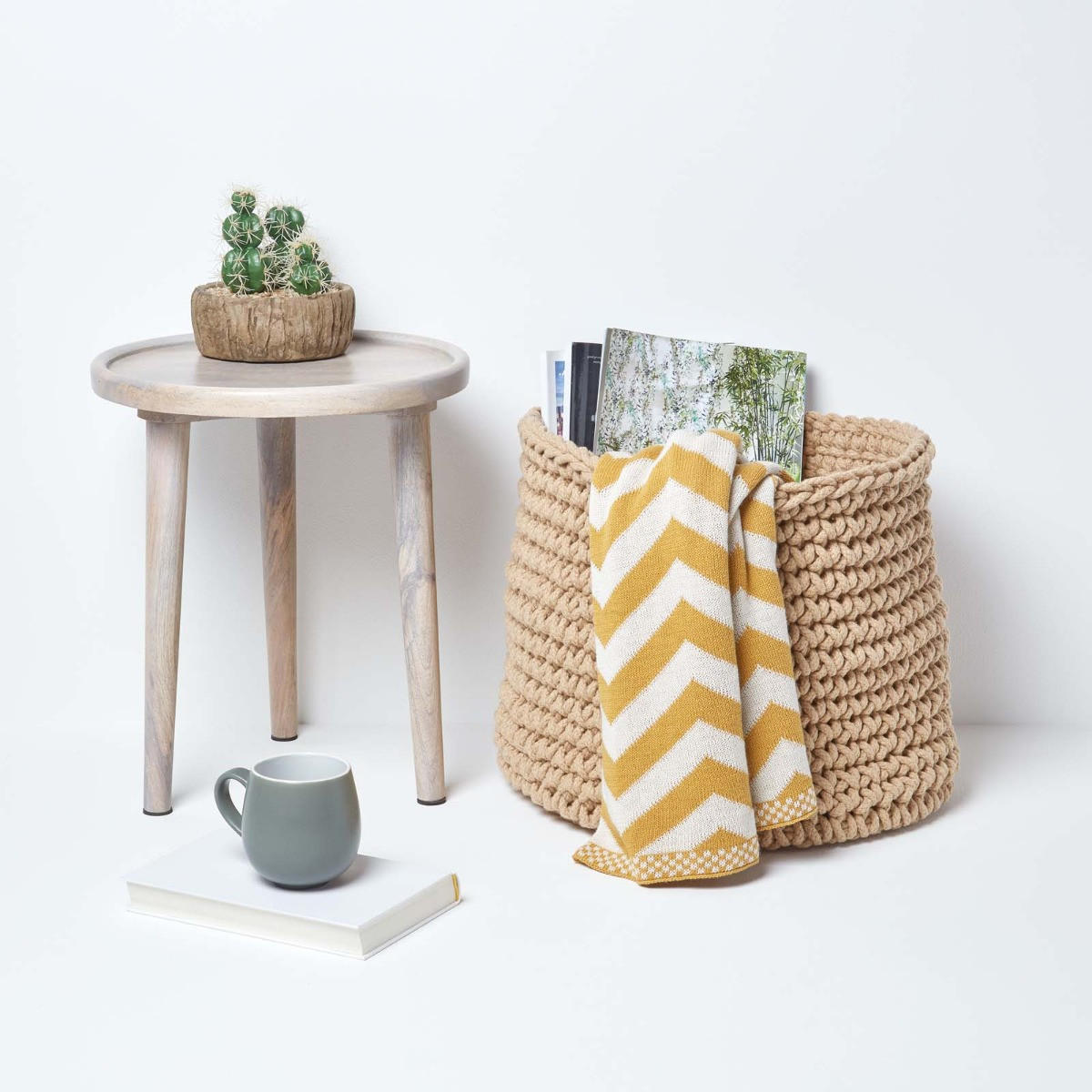 AUFBEWAHRUNGSKORB Baumwolle 42/37 cm - Beige, Textil (42/42/37cm) - Homescapes