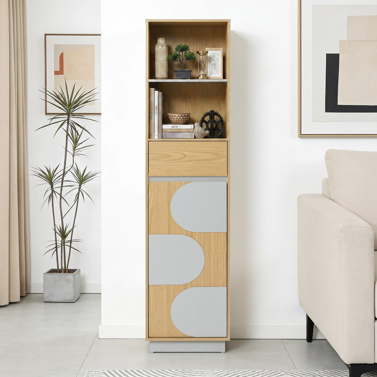 BADEZIMMERSCHRANK 166 cm - Akaziefarben, Holz (30/165/40cm)