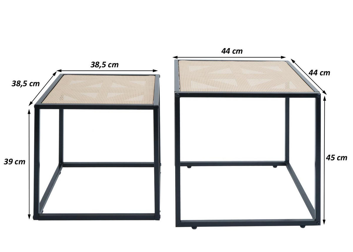 BEISTELLTISCH quadratisch Beige 2er-Set-Set - Beige, Kunststoff (44/44/45cm) - MCW