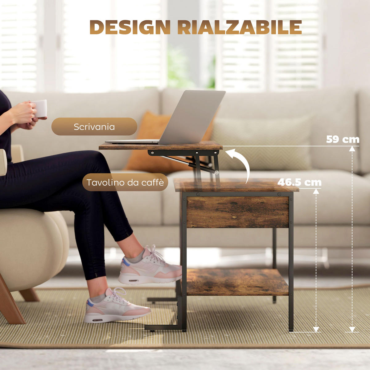 COUCHTISCH Braun 1 Stück - Braun, Metall (95/40/59cm) - GiPP