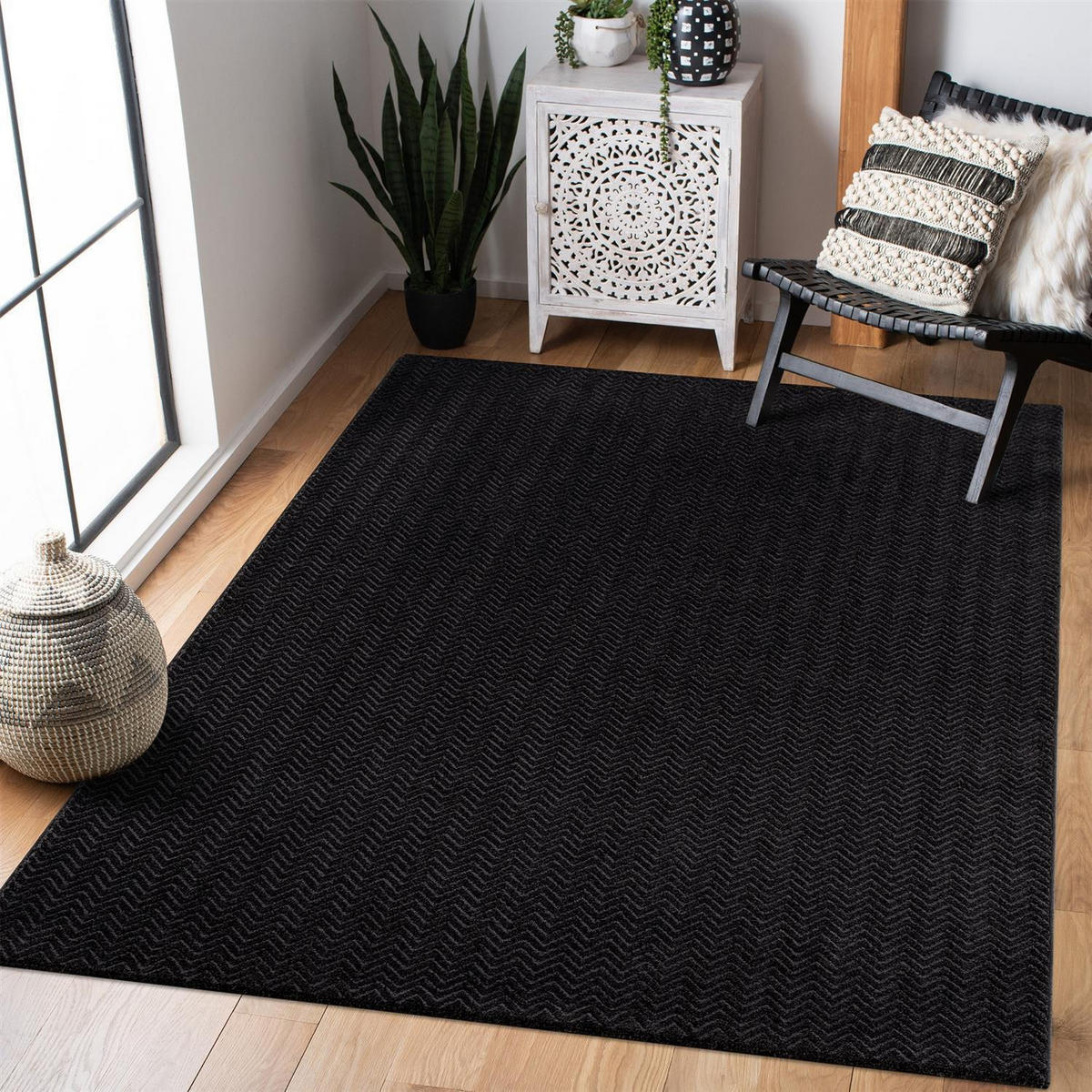KURZFLOR-TEPPICH Fancy 805 Schwarz 140x200 cm - Schwarz, Textil (140/200cm) - carpet city