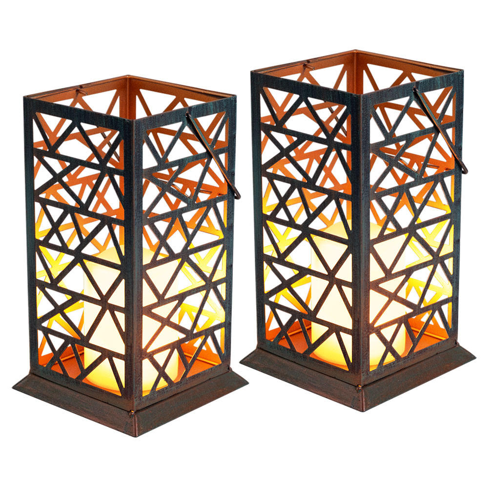 LED AUSSENLEUCHTE Feuereffekt Rostgrün - Braun, Metall (14/14/27cm) - Globo Lighting