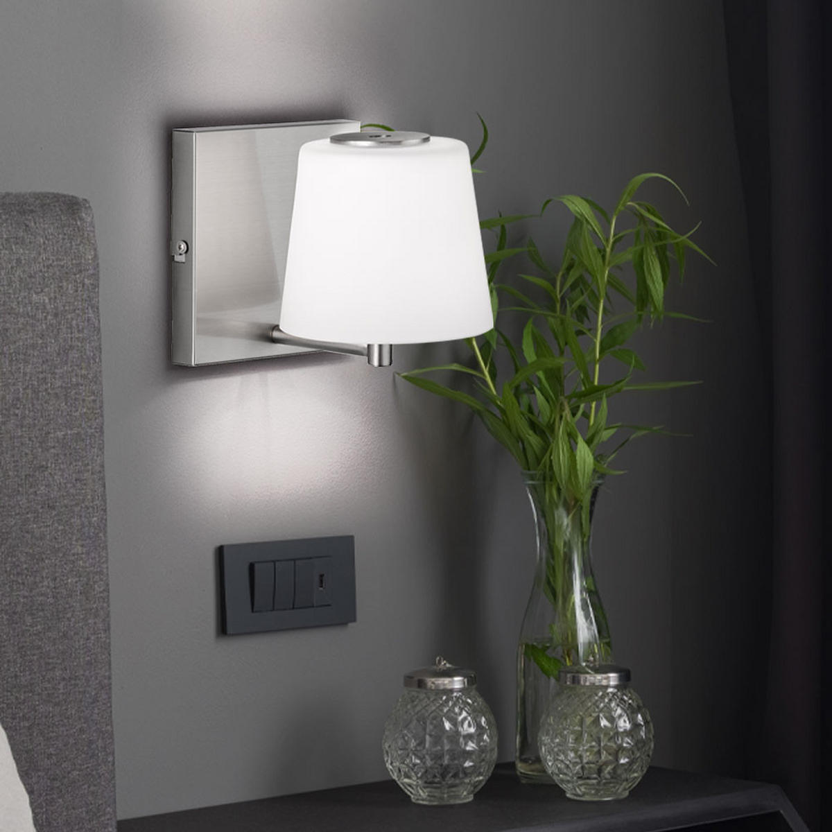 LED WANDLEUCHTE Metall Silber - Silberfarben, Glas (17/14/14cm) - Wofi