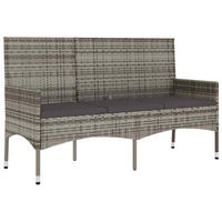 GARTENBANK 3-Sitzer mit Kissen Grau Poly Rattan - Grau, Kunststoff (140/85/51cm) - furnicato