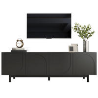 TV-LOWBOARD 175/38/56 cm mit 4 Türen und Push-to-Open-System - Schwarz, Holzwerkstoff (175/56/38cm) - BEAOK