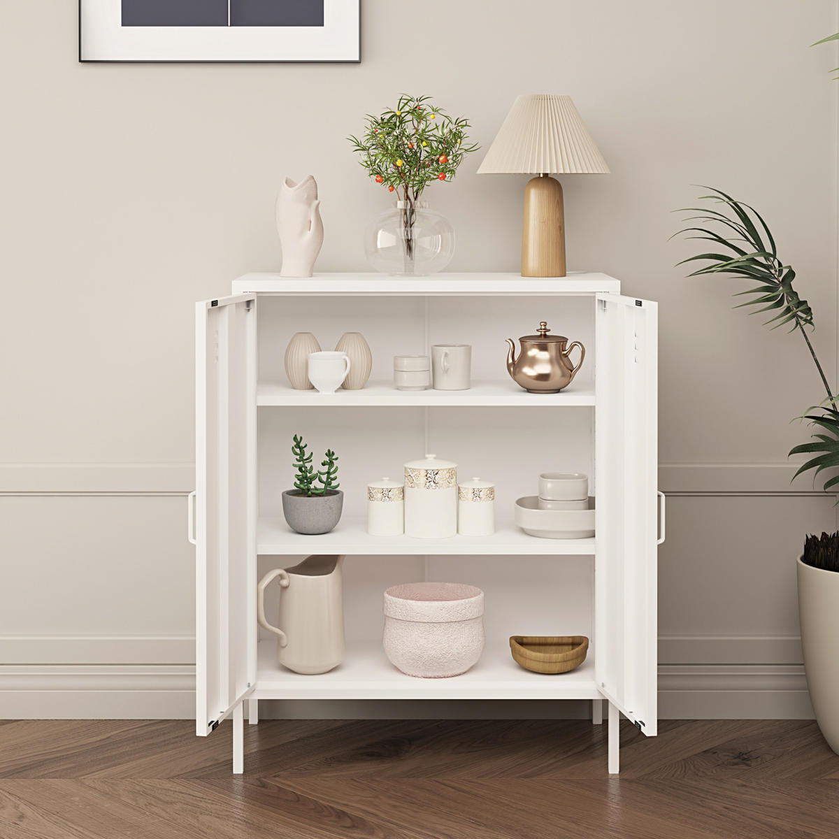 AKTENSCHRANK Pyhäranta - Weiß, Metall (80/101.5/40cm) - [en.casa]
