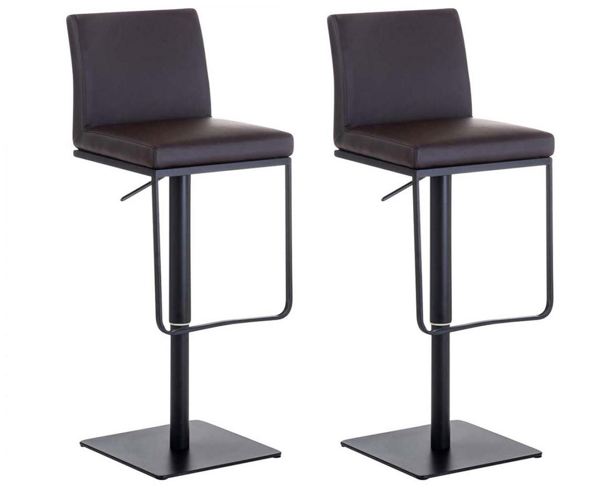 BARHOCKER 2er Set Lederlook Braun - Schwarz/Braun, Textil/Metall (42/86/44cm) - CLP