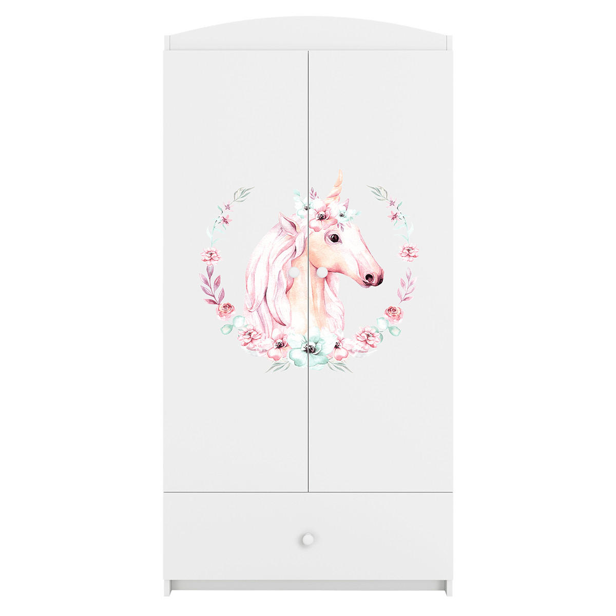 ORMAR 2 vrata Bijeli - svijetlo ružičasta/bijela, drvni materijal (90/187/57cm) - Petits-meubles