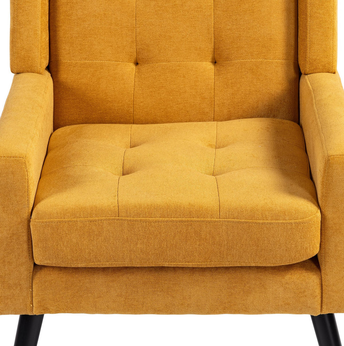 POLSTERSTUHL Leinenbezug mit Tufting, Massivholzbeinen 68/76/88 cm Gelb 130 kg - Gelb, Textil (76/88/68cm) - Redom