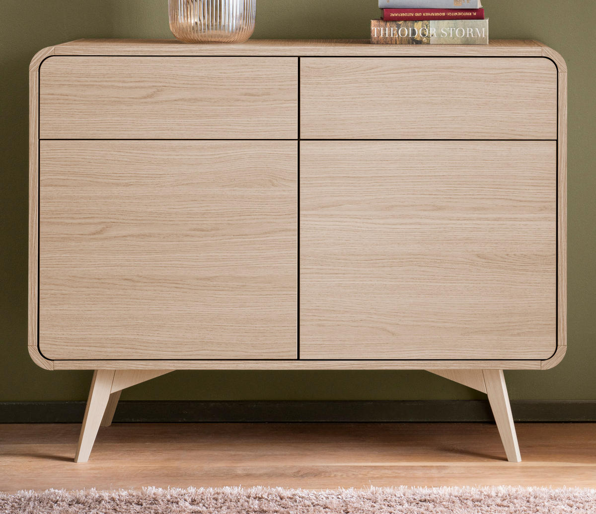 SIDEBOARD Eiche natur skandinavisch 108 cm, Kommode mit Push-to-Open - Eichefarben, Holz/Holzwerkstoff (108/84/39cm) - Furn.Design