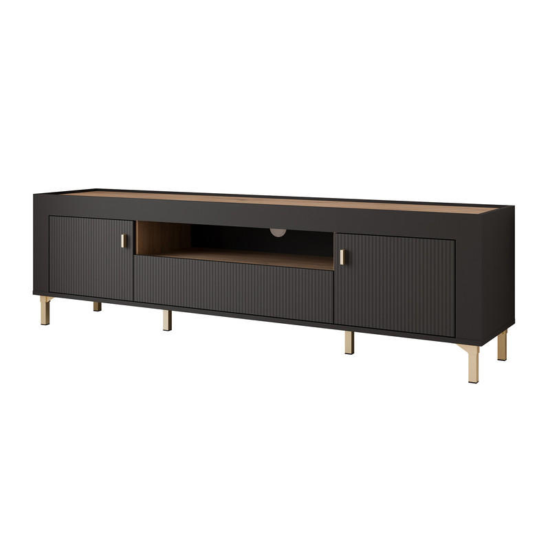 TV-LOWBOARD AVENA stehend, 177 cm Schwarz/Eiche - Schwarz, Holzwerkstoff/Kunststoff (177/52/40cm) - Idohome
