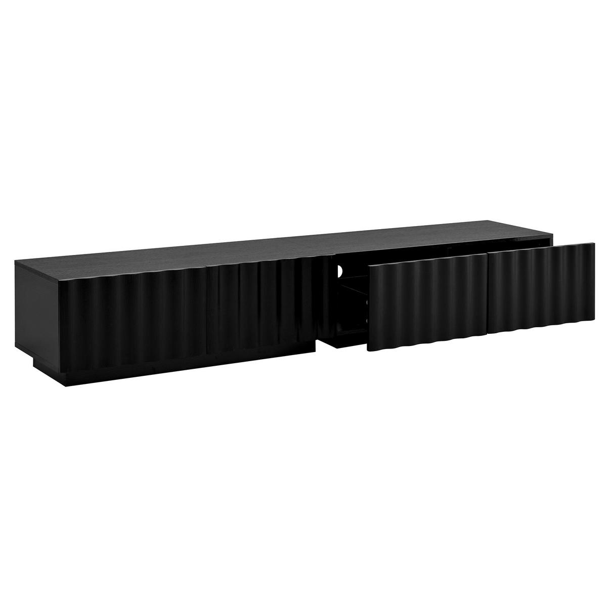 LOWBOARD in Schwarz TV-Schrank mit Schubladen und Metallbeinen, 180 B x 35 T x 40H(cm), für Wohnzimmer - Schwarz, Holzwerkstoff (200/35/40cm) - STILVORA