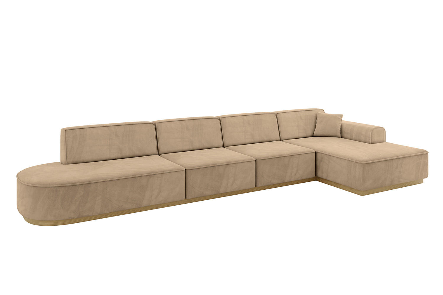 ECKSOFA Ottomane Rechts IREA-L3-v2 - 413x171x83 cm Beige - Beige, Holzwerkstoff/Textil (171/413cm) - ALTDECOR