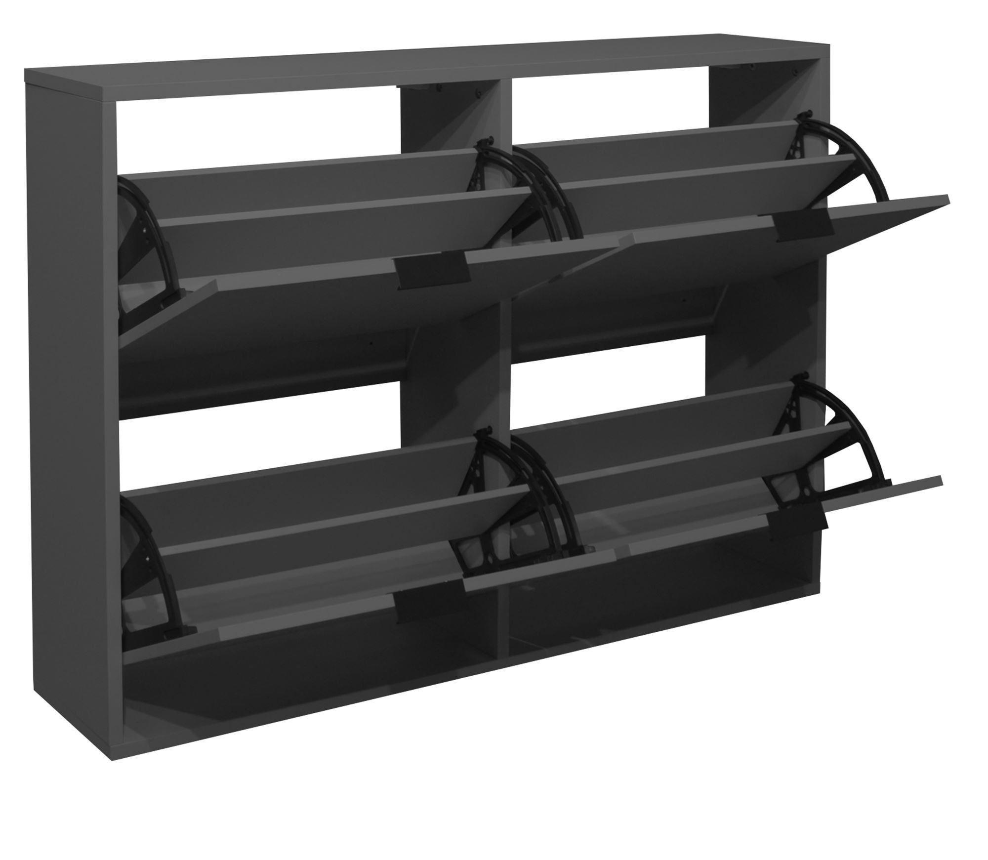 SCHUHSCHRANK Erna 120x25x86 Anthrazit matt Lack - Grau, Holzwerkstoff (120/86/25cm) - 58aufmkessel