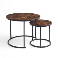 COUCHTISCH 2er-Set rund Schwarz, Dunkelbraun - Braun, Metall (60/60/50cm) - SCENA LIVING