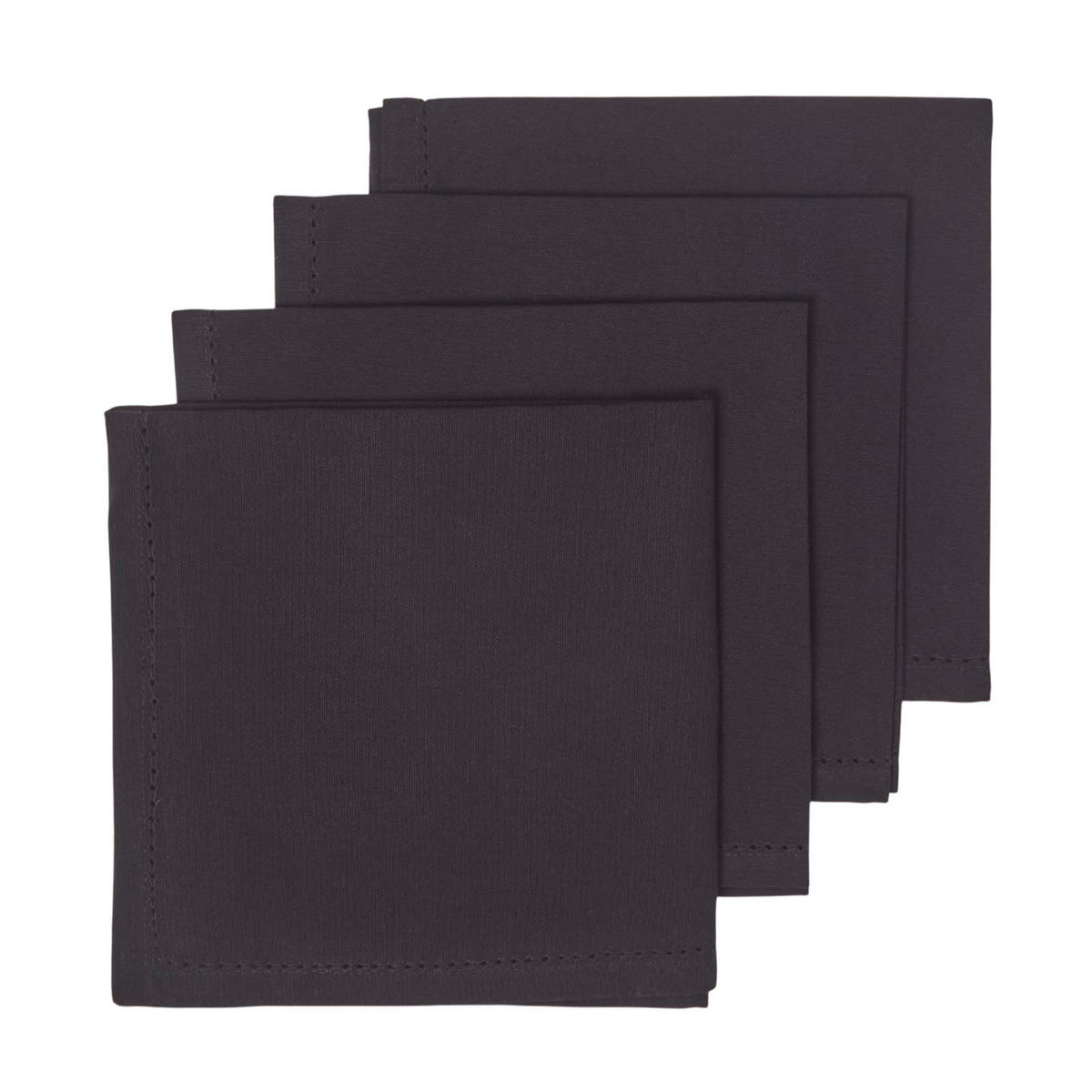 STOFFSERVIETTEN 4er-Set schwarz 45/45 cm, 100% Baumwolle - Schwarz, Textil (45/45cm) - Homescapes