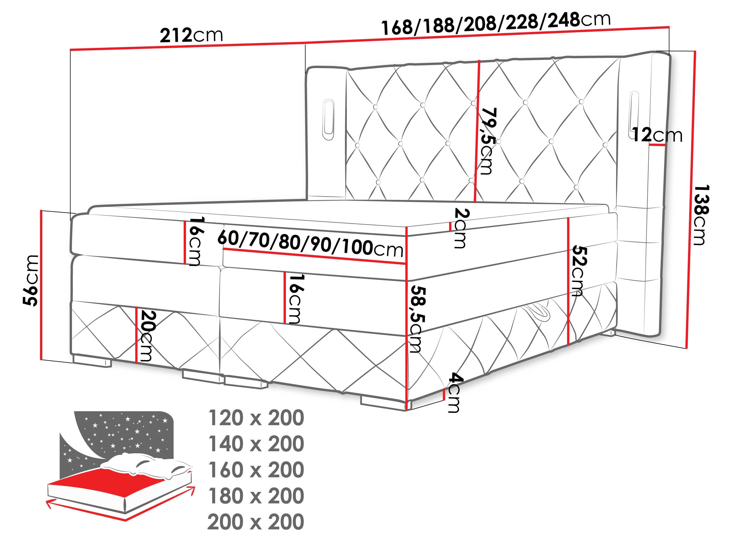 Thumbnail - Mirjan24 Boxbett, Hellbraun, Holz, 160x200 cm, Schlafzimmer, Betten, Boxspringbetten