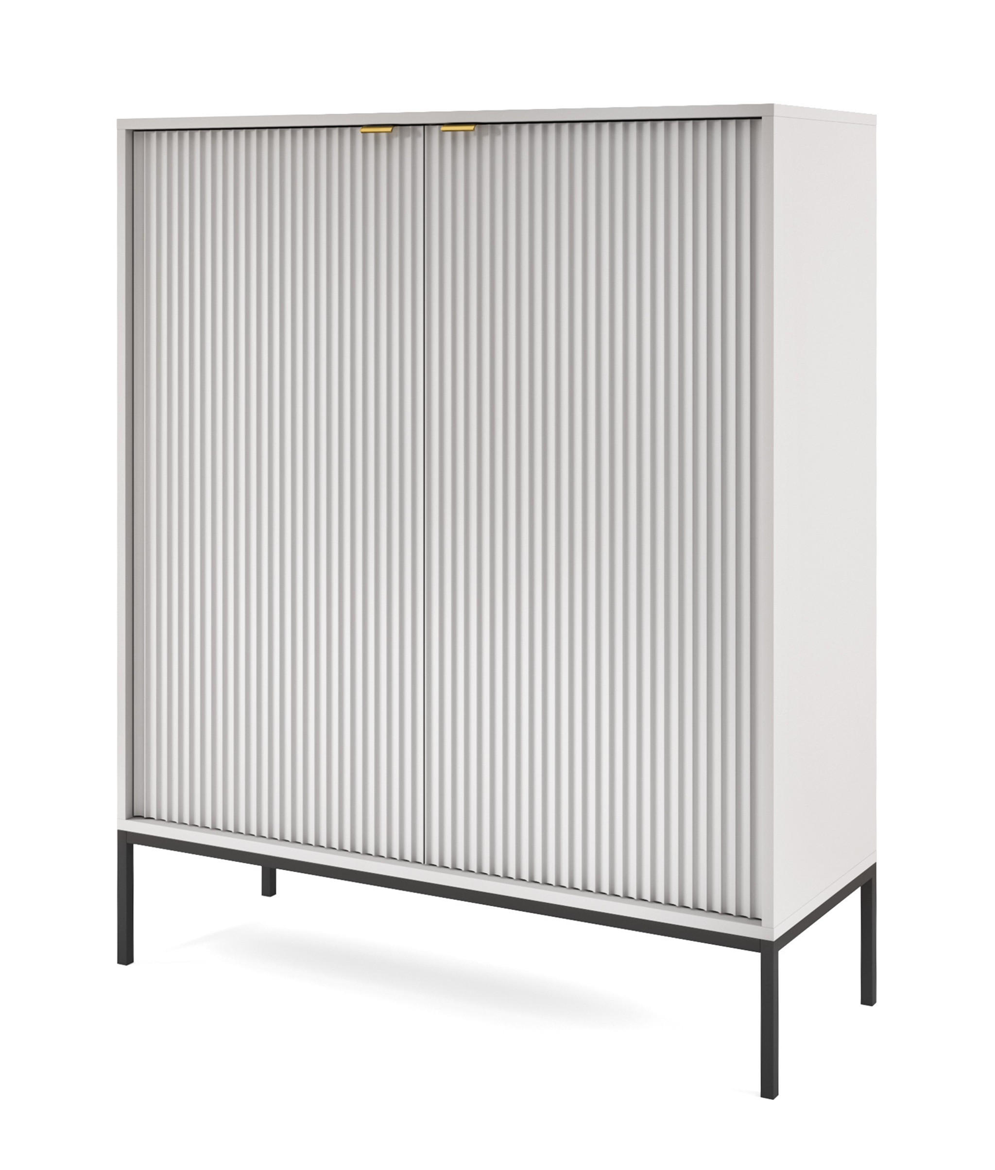 AX Living Sideboard Grau, Schwarz 104x125x39 cm