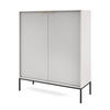 SIDEBOARD Eternas 2T Grau 104/125/39 cm – schwarze Füße, mit geriffelten Fronten - Schwarz/Grau, Holzwerkstoff (104/125/39cm) - AX Living