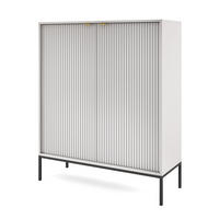 SIDEBOARD Eternas 2T Grau 104/125/39 cm – schwarze Füße, mit geriffelten Fronten - Schwarz/Grau, Holzwerkstoff (104/125/39cm) - AX Living