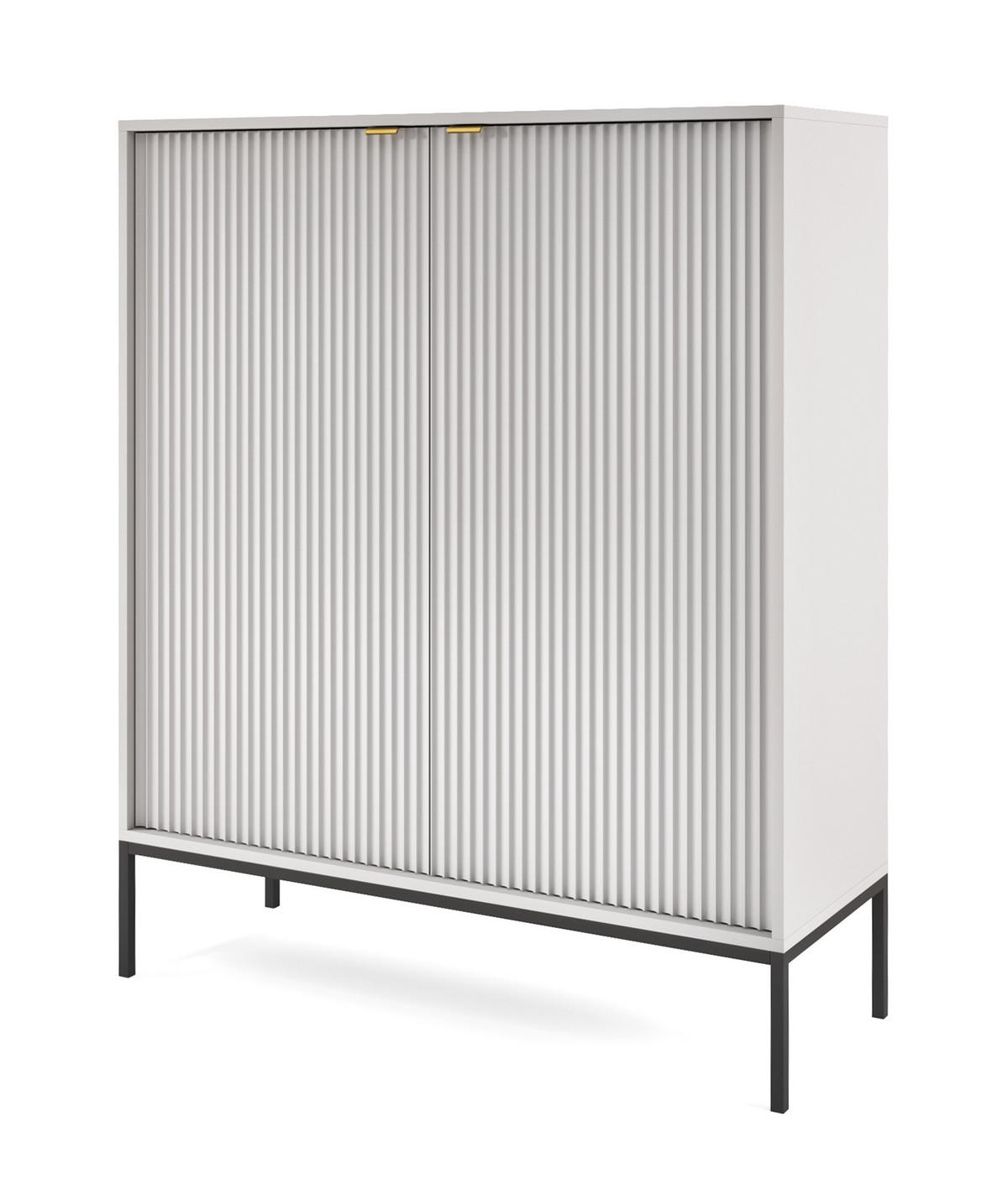 SIDEBOARD Eternas 2T Grau 104/125/39 cm – schwarze Füße, mit geriffelten Fronten - Schwarz/Grau, Holzwerkstoff (104/125/39cm) - AX Living