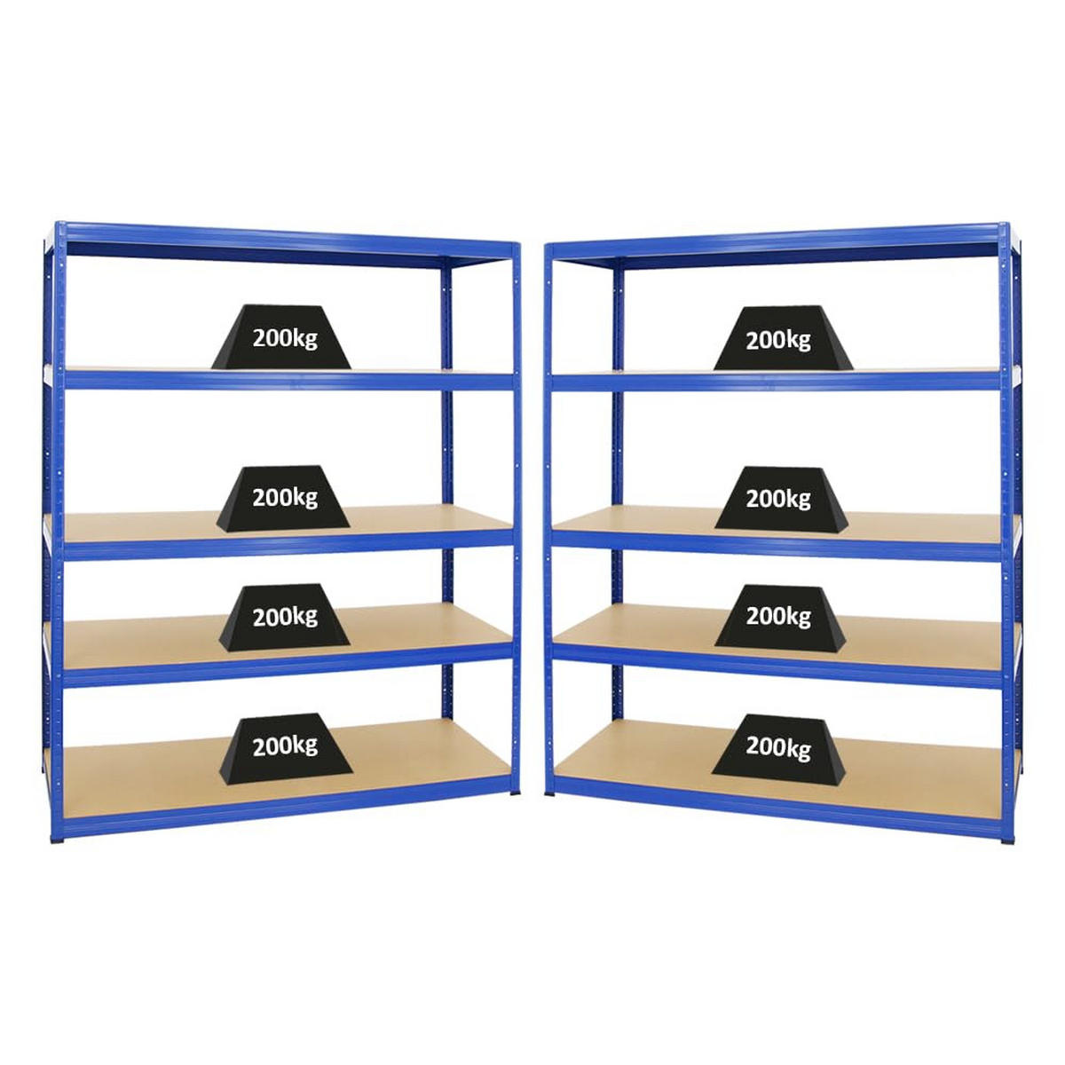 SCHWERLASTREGAL Giant Elephant 2er-Set mit 2x 180x150x60 cm Fachlast 200 kg Blau - Blau, Metall (300/180/60cm) - PROREGAL