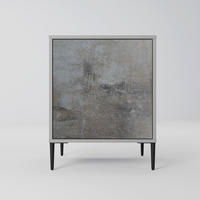 SIDEBOARD CONCRETE WALL, Grau, 57,5x42x72,5 cm, Schwarze Metallfüße - Multicolor/Schwarz, Holzwerkstoff/Metall (57.5/72.5/42cm) - SpaceRebels