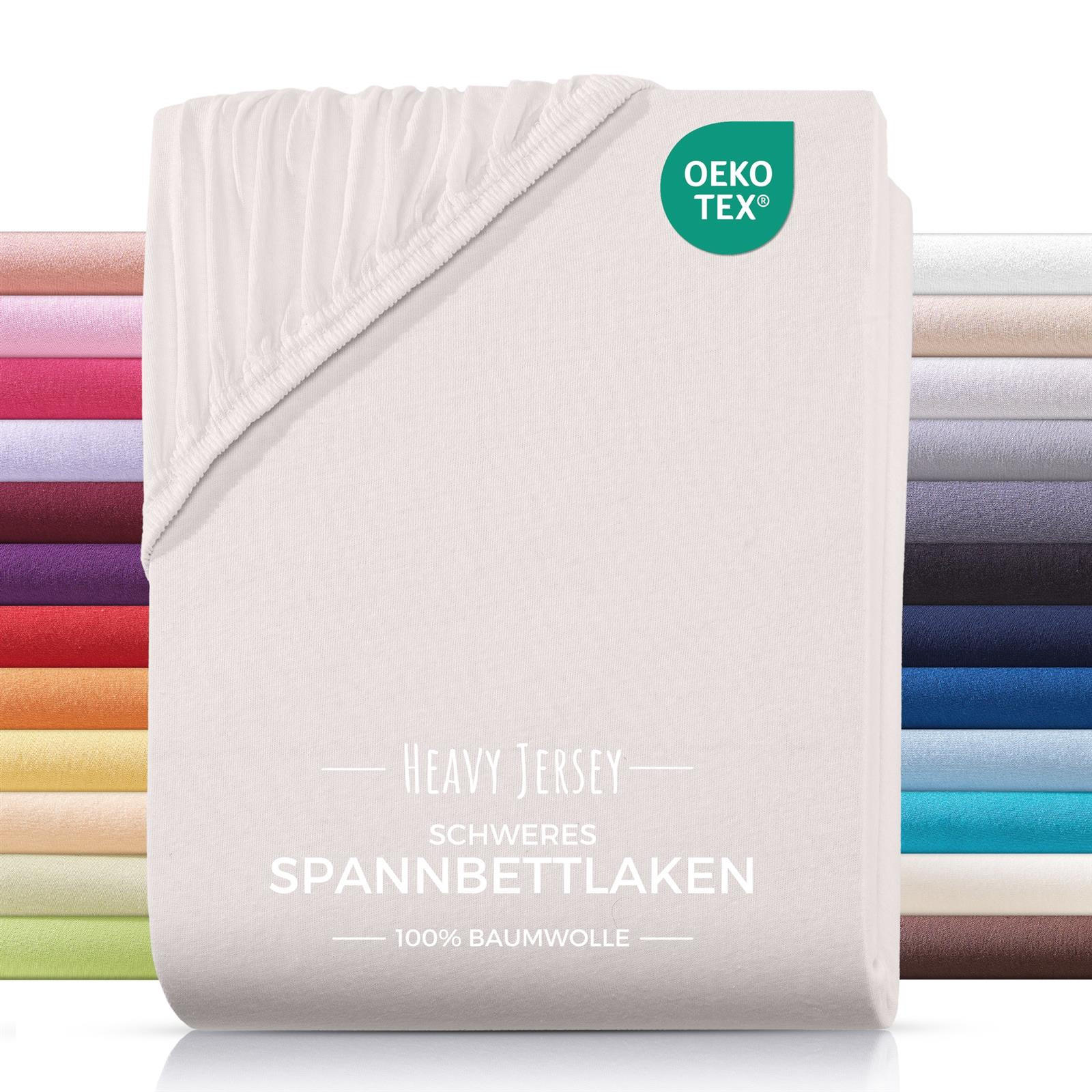 SPANNBETTLAKEN Heavy Jersey aus 100% Baumwolle, Bettlaken 200x200 Natur - Naturfarben, Textil (200/200cm) - Carpe Sonno