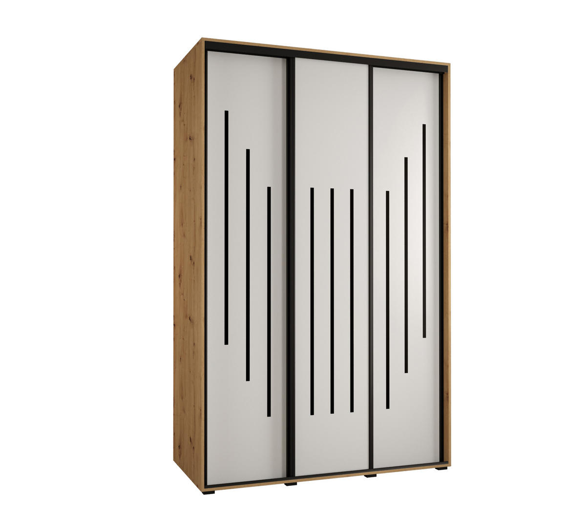 SCHWEBETÜRENSCHRANK 235,2/160/45 3-türig - Schwarz/Weiß, Holz/Metall (160/235/45cm) - Abiks Möbel