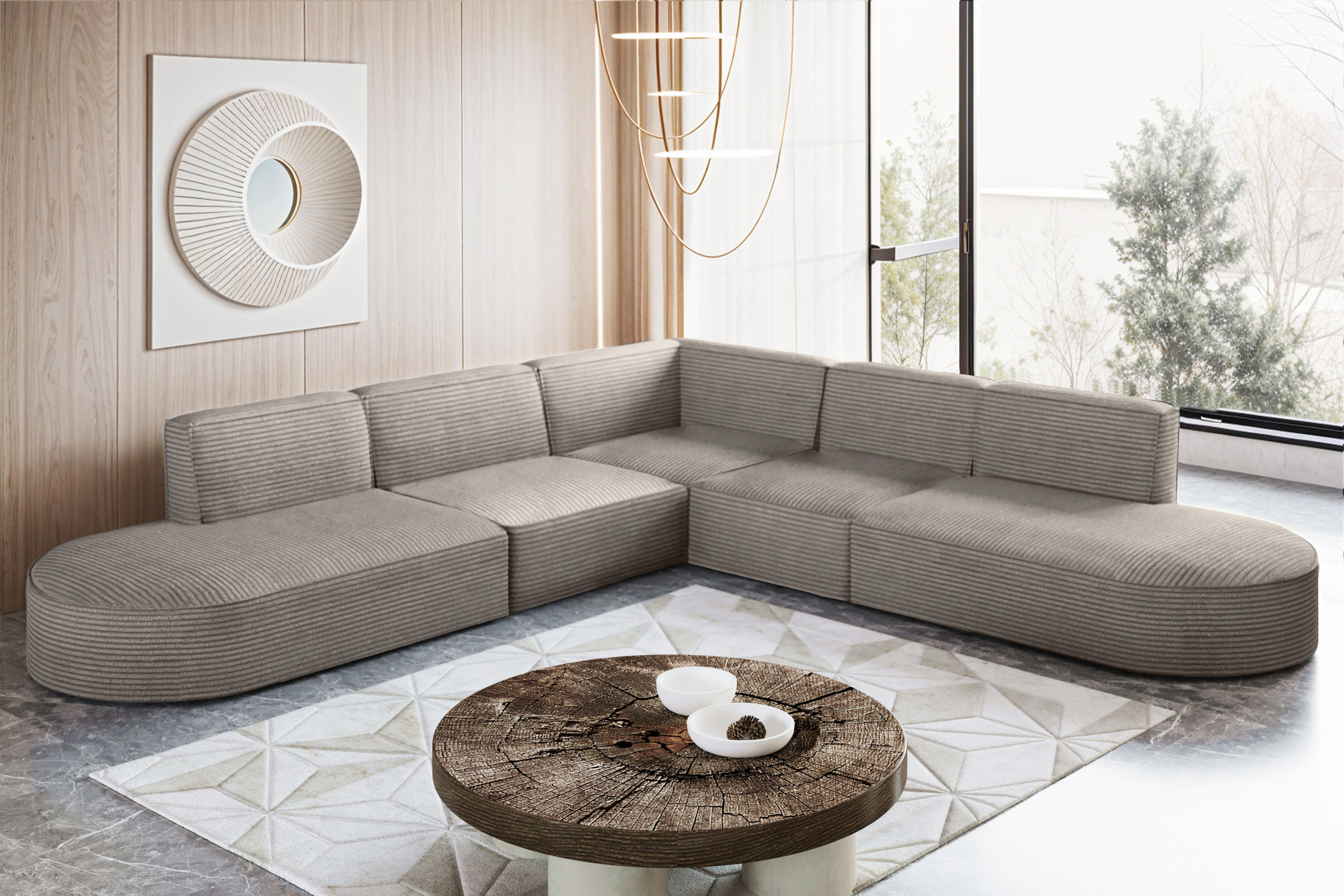ECKSOFA Designer Corner MODENA stoff Poso, viele Farben Hellbraun - Hellbraun, Holzwerkstoff (285/285cm) - Kaiser Möbel