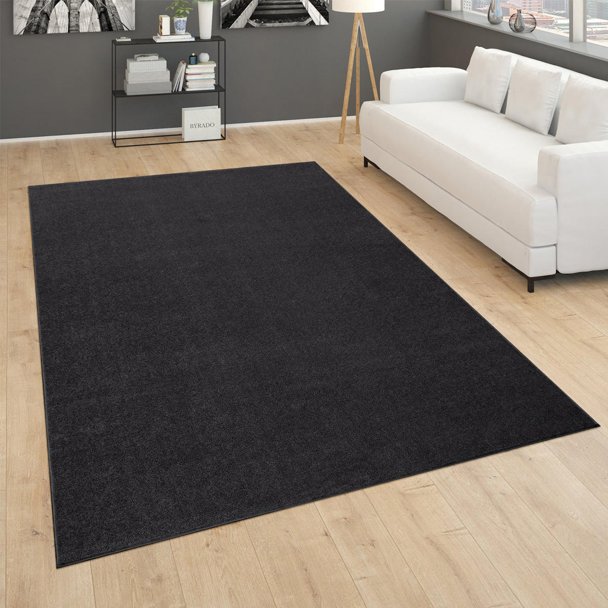 KURZFLORTEPPICH 160/160 cm Porto 890 - Schwarz, Textil (160/160cm) - Paco Home